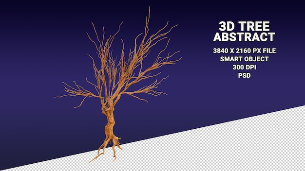 PSD geïsoleerd 3d-model van een boom zonder bladeren op een transparante achtergrond