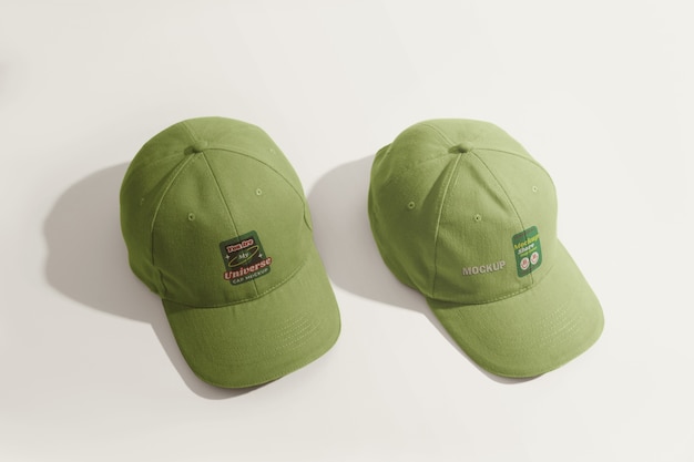 PSD geïsoleerd groen caps arrangement mockup