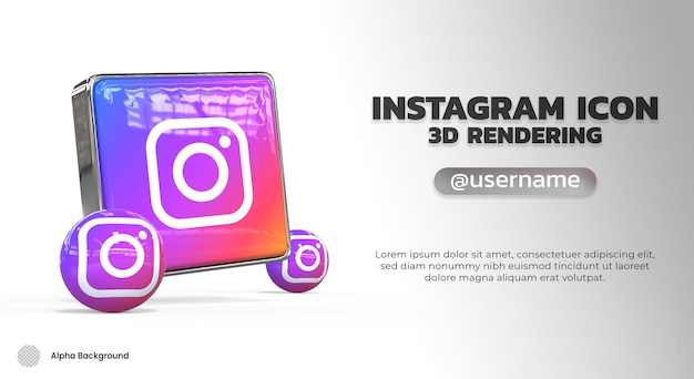 Geïsoleerd instagram-pictogram voor marketingsjabloon voor sociale media in 3D-rendering