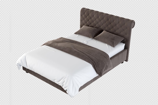 Geïsoleerd modern bed in 3D-rendering