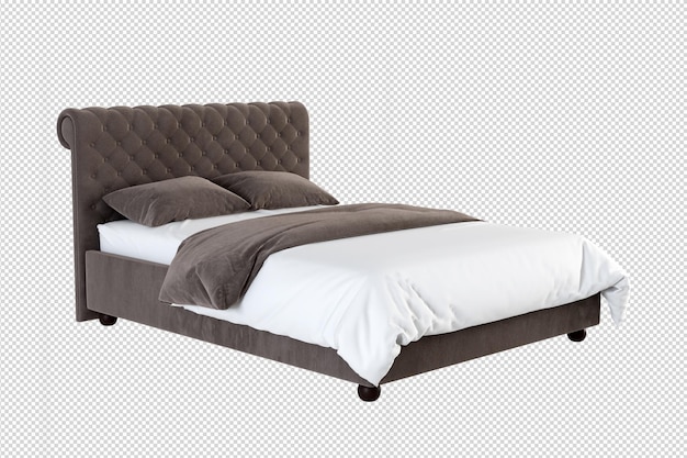 Geïsoleerd modern bed in 3D-rendering