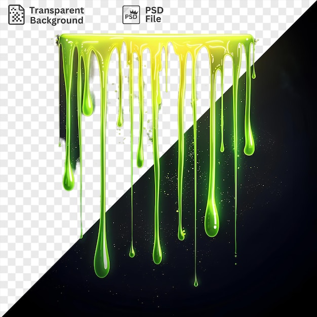 PSD geïsoleerd neonlicht druppelt vector symbool elektrisch groen op een zwarte achtergrond