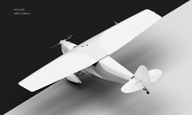 Geïsoleerd Realistisch Mat Wit Retro Model Vintage Propeller Vliegtuig Van Linksboven Achteraanzicht