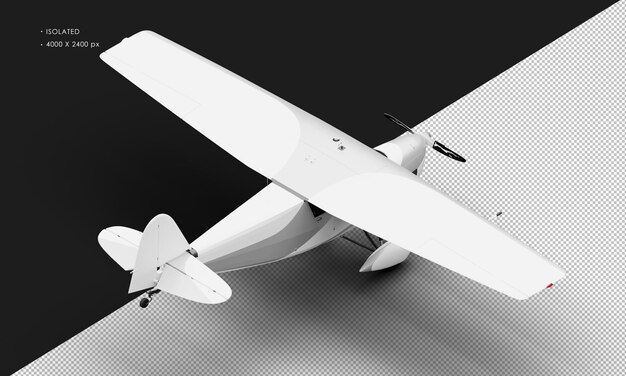 Geïsoleerd Realistisch Mat Wit Retro Model Vintage Propeller Vliegtuig Van Rechtsboven Achteraanzicht