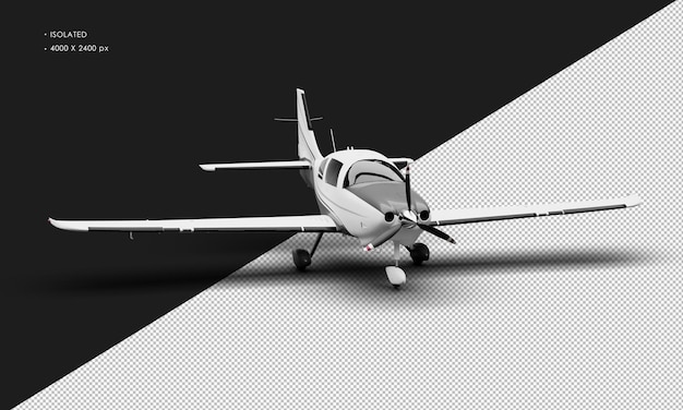 Geïsoleerd Realistisch Mat wit Single Engine Propeller Low Wing Light Airplane from Right Front