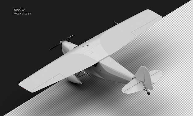 Geïsoleerd Realistisch Matgrijs Retro Model Vintage Propeller Vliegtuig Van Linksboven Achteraanzicht