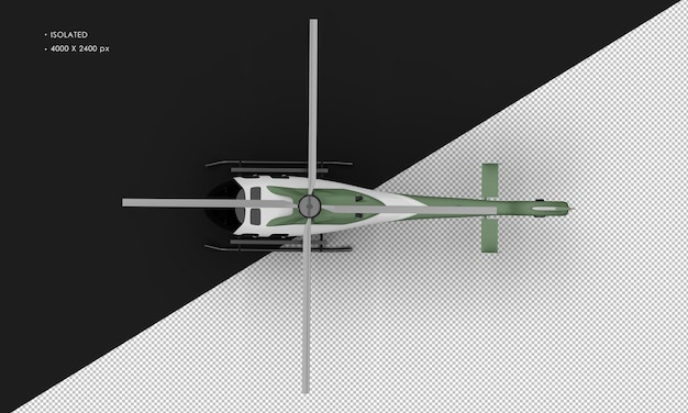 PSD geïsoleerd realistisch matgroen met wit accent ultralichte minihelikopter vanuit bovenaanzicht