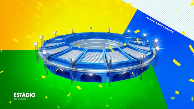 PSD geïsoleerde 3d illustratie van voetbalstadion