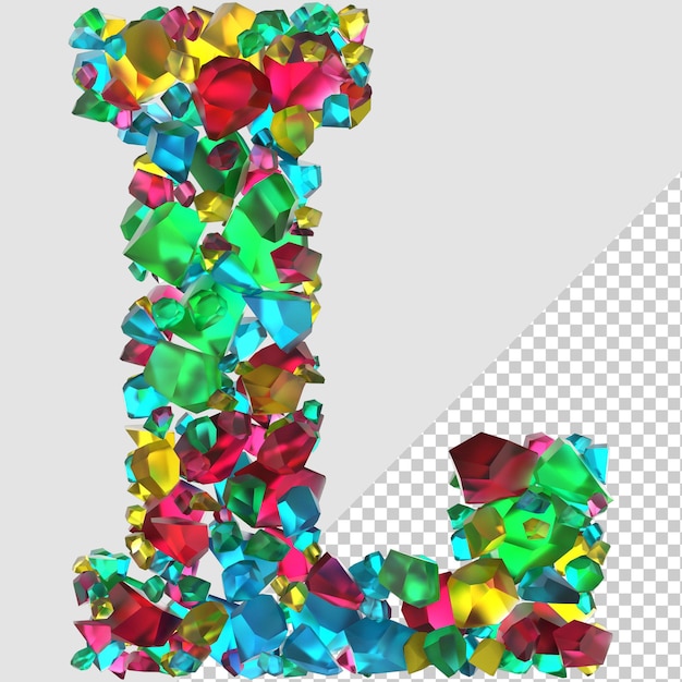 PSD geïsoleerde 3d render diamant letter l