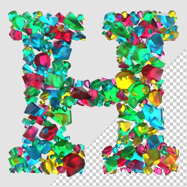 PSD geïsoleerde 3d render diamond letter h