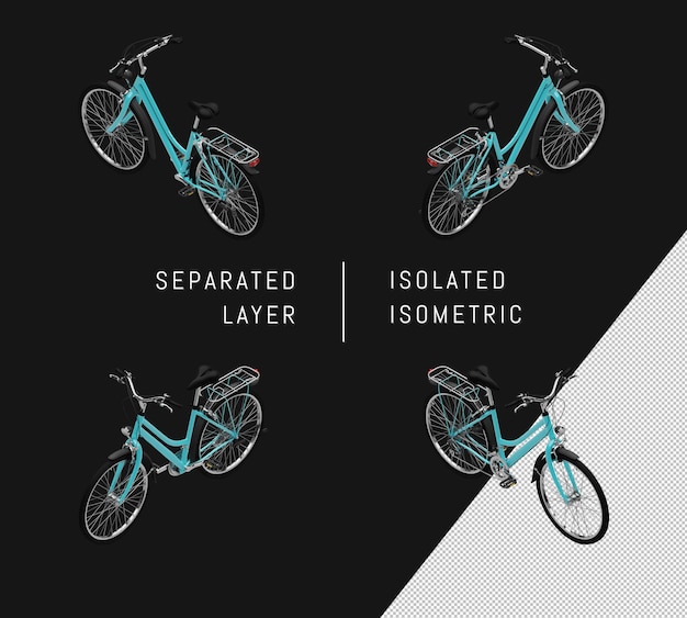 Geïsoleerde blauwe generieke fiets isometrische fietsset
