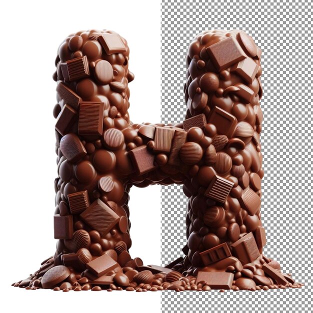 PSD geïsoleerde cacaodesign 3d chocolade brief op een helder png palet