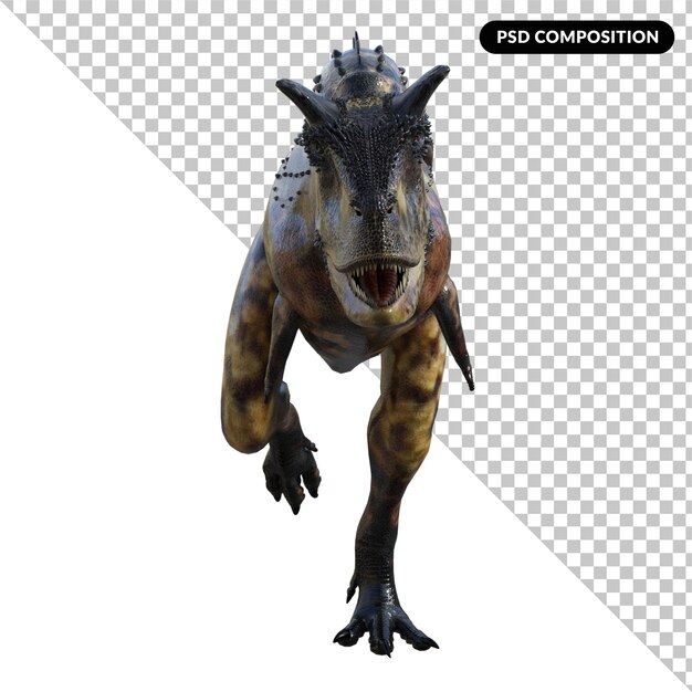 PSD geïsoleerde carnotaurus-dinosaurus 3d geeft terug