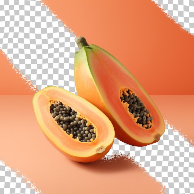 Geïsoleerde doorzichtige achtergrond met smakelijke papaya