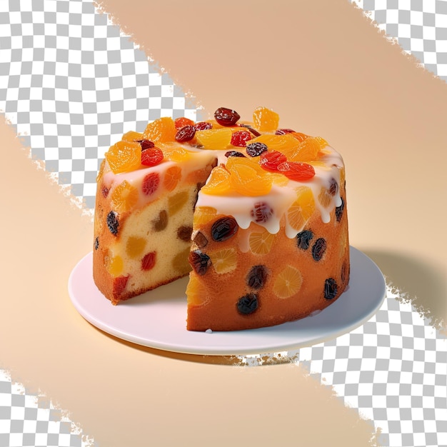 Geïsoleerde fruitcake op transparante achtergrond