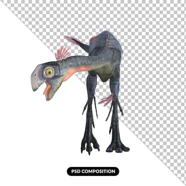 PSD geïsoleerde gigantoraptor-dinosaurus 3d geeft terug