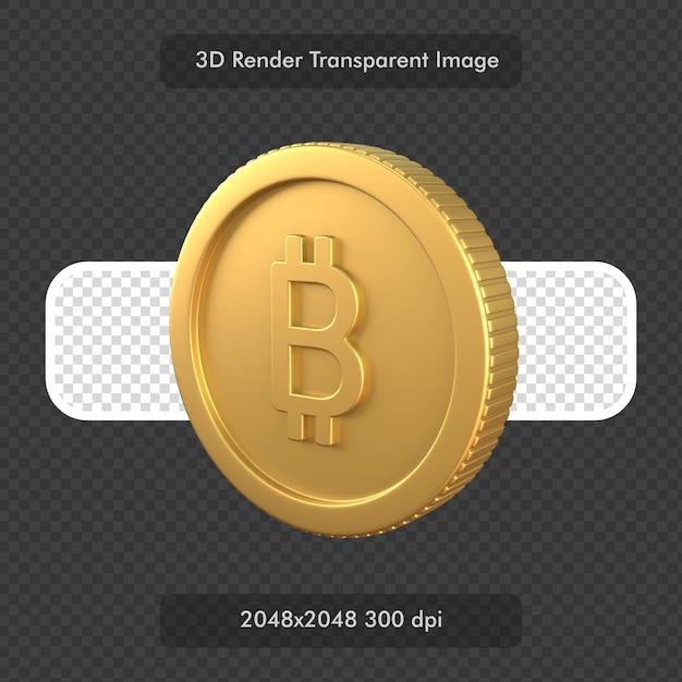 Geïsoleerde gouden munt met bitcoin symbool 3d render illustratie concept