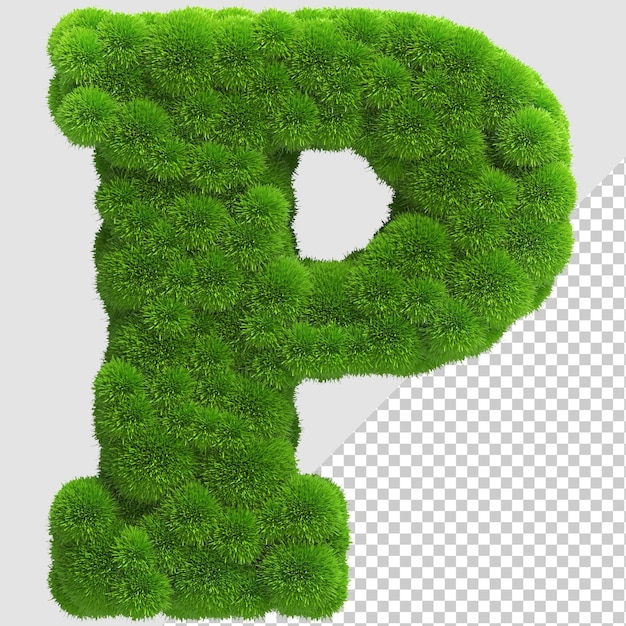 Geïsoleerde gras 3D render Letter P