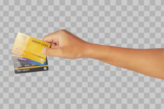 PSD geïsoleerde hand met creditcard