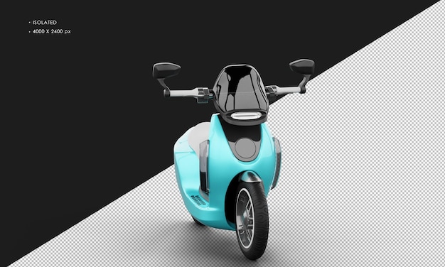 PSD geïsoleerde hemelsblauwe metallic moderne sport elektrische scooter vanuit de rechter voorhoekweergave