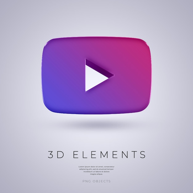 Geïsoleerde het youtube-pictogram 3d geeft illustratie terug