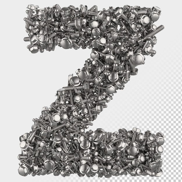 Geïsoleerde hex bolt 3d render letter z