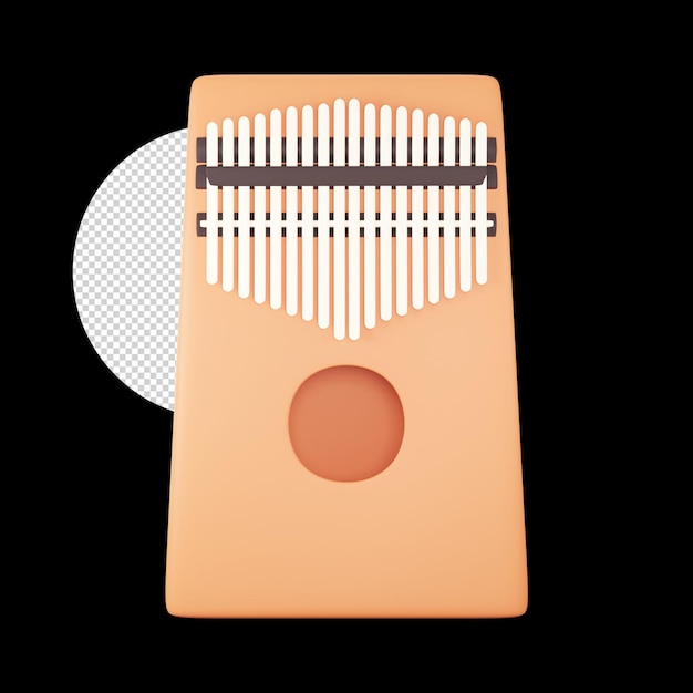 Geïsoleerde mbira muziekinstrument 3d-pictogram op zwarte achtergrond