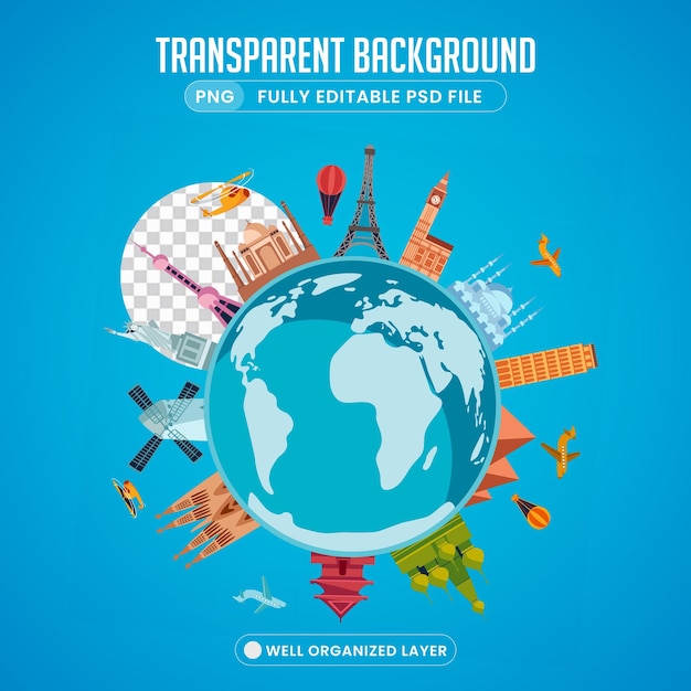 Geïsoleerde PNG-afbeeldingen voor Travel Tour Family Trips en World Tour HighQuality Stock Graphics