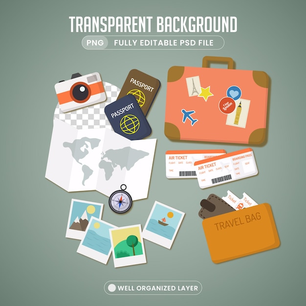 Geïsoleerde PNG-afbeeldingen voor Travel Tour Family Trips en World Tour HighQuality Stock Graphics