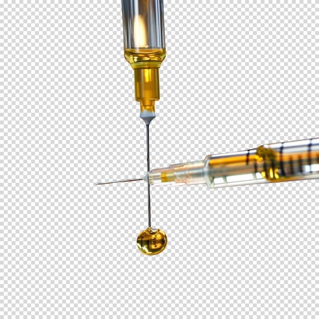 Geïsoleerde png van het vaccin met injectiespuit medische apparatuur op transparante achtergrond vaccinatiedag