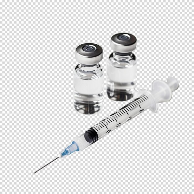 PSD geïsoleerde png van het vaccin met injectiespuit medische apparatuur op transparante achtergrond vaccinatiedag