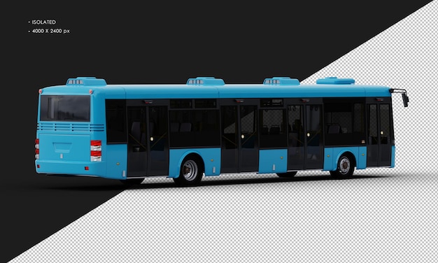PSD geïsoleerde realistische blauwe bus van rechts achteraanzicht