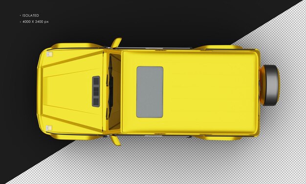 PSD geïsoleerde realistische elegante glanzende titanium gele luxe suv-auto van bovenaanzicht
