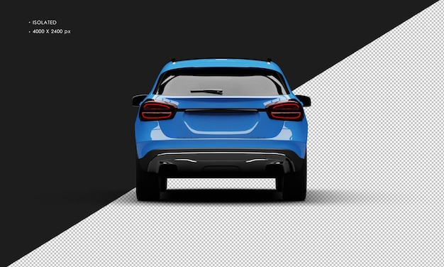 Geïsoleerde realistische glanzende blauwe elegante stad SUV-auto van achteraanzicht