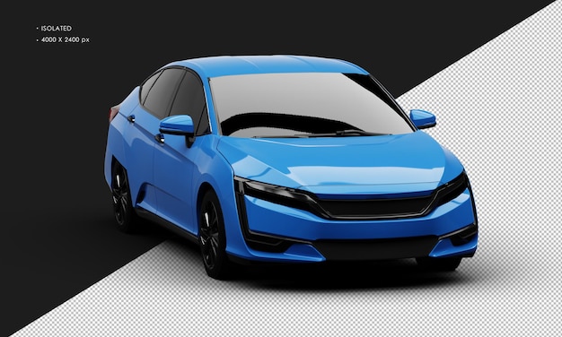 Geïsoleerde Realistische Glanzende Blauwe Sport Elegante Sedan Auto Van Rechts Front Hoek View
