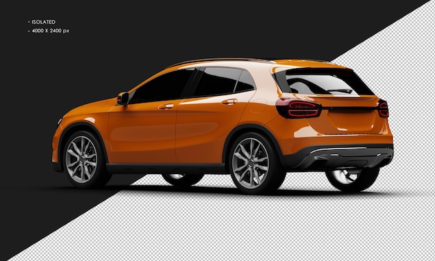 Geïsoleerde realistische glanzende bruine elegante SUV-auto van de stad van links achteraanzicht