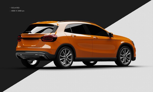Geïsoleerde realistische glanzende bruine elegante SUV-auto van de stad van rechts achteraanzicht