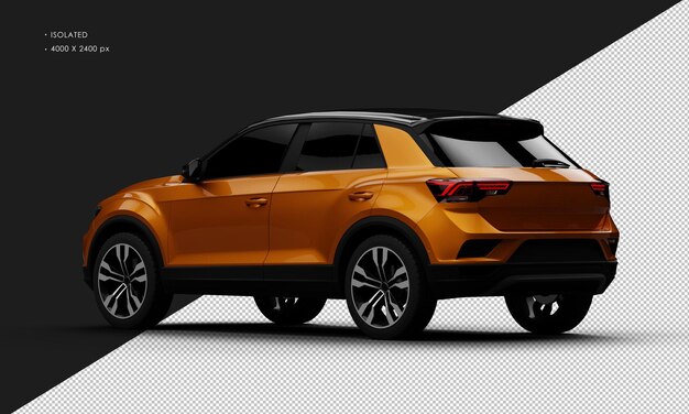 Geïsoleerde realistische glanzende bruine moderne stad SUV sportwagen van links achteraanzicht