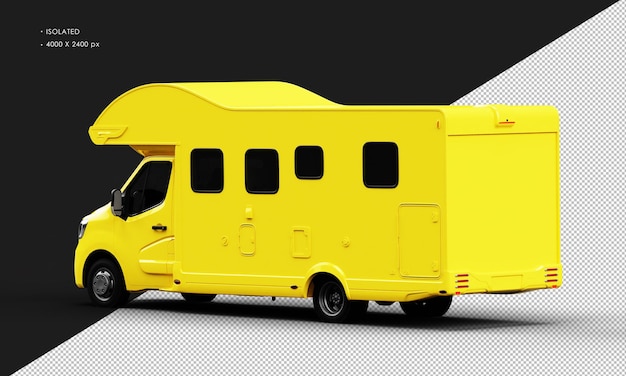 Geïsoleerde Realistische Glanzende Gele Reizen Camper Van Auto Van Links Achteraanzicht
