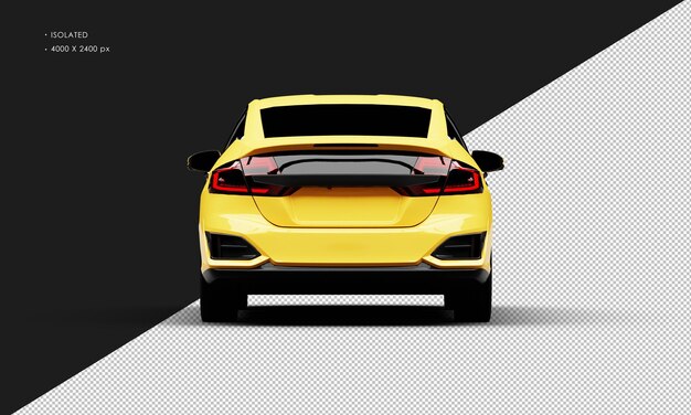 Geïsoleerde Realistische Glanzende Gele Sport Elegante Sedan Auto Van Achteraanzicht