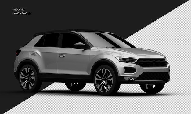 Geïsoleerde Realistische Glanzende Grijze Moderne Stad SUV Sportwagen Van Rechts Vooraanzicht