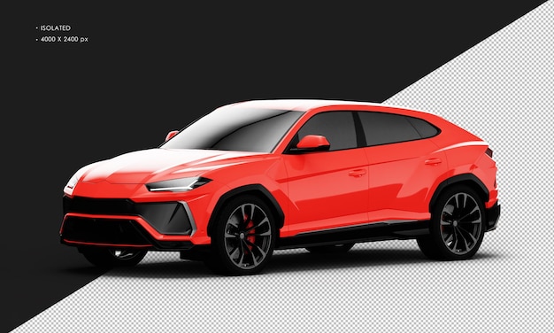 Geïsoleerde Realistische Glanzende Rode Elegante Sport Suv Auto Van Links Vooraanzicht