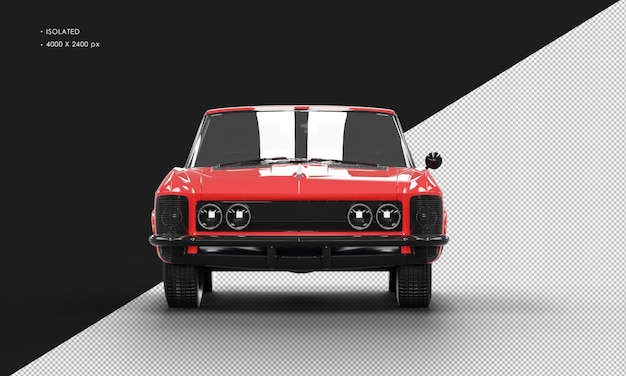 Geïsoleerde realistische glanzende rode klassieke elegante sedanauto van vooraanzicht