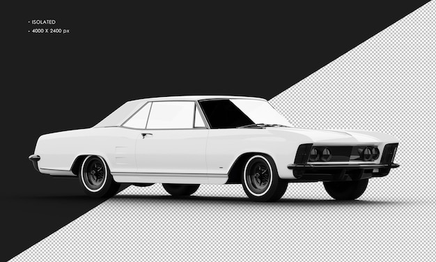 Geïsoleerde Realistische Glanzende Witte Klassieke Elegante Sedan Auto Van Rechts Vooraanzicht