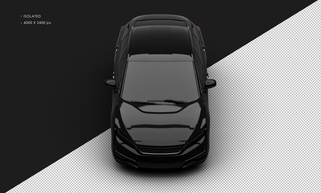 Geïsoleerde Realistische Glanzende Zwarte Sport Elegante Sedan Auto Van Boven Vooraanzicht
