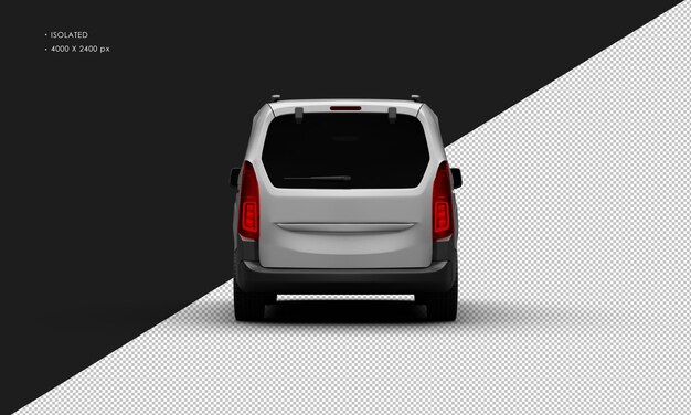 Geïsoleerde realistische grijze luxe elegante moderne bestelwagen auto van achteraanzicht