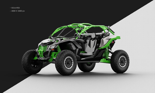 PSD geïsoleerde realistische groene buggy offroad sportwagen van links vooraanzicht