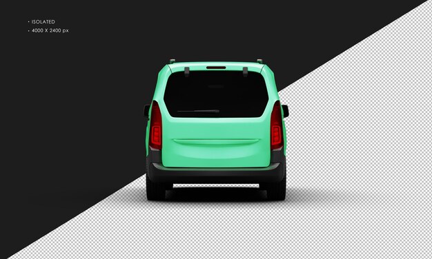 Geïsoleerde realistische groene luxe elegante moderne bestelwagen auto van achteraanzicht