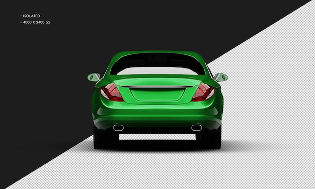 Geïsoleerde realistische groene metallic luxe stadssedan auto van achteraanzicht