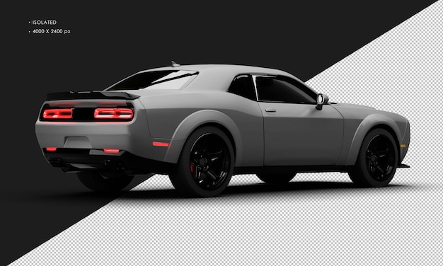 Geïsoleerde realistische mat grijze moderne Super Sport Muscle Car van rechts achteraanzicht
